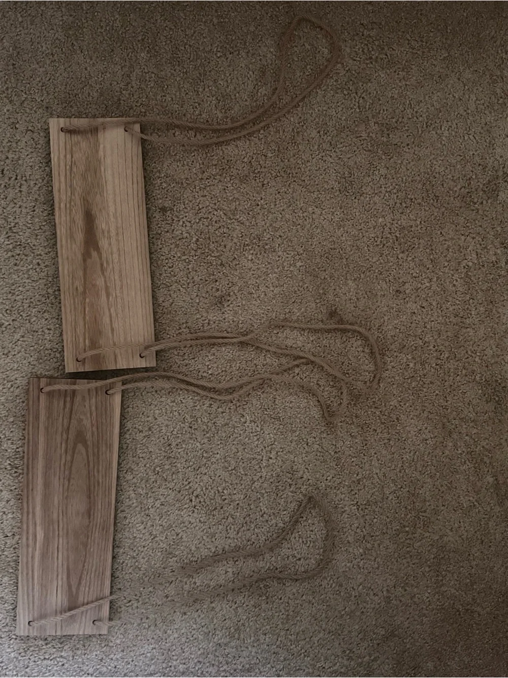 Set of 2 - Rustic Rope Hanging Wall Shelf in Natural Wood